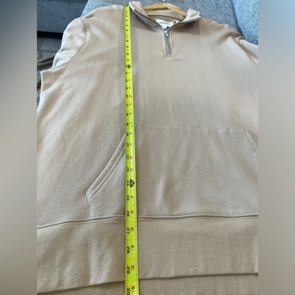 Men’s 1/4 Zipper Pullover Sweater Large Tan Front Pocket Collar Sweatshirt New - Picture 8 of 13